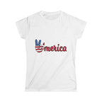 'Merica Peace Sign Women's Tee – American Flag Patriotic Fourth of July Shirt