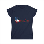 'Merica Peace Sign Women's Tee – American Flag Patriotic Fourth of July Shirt