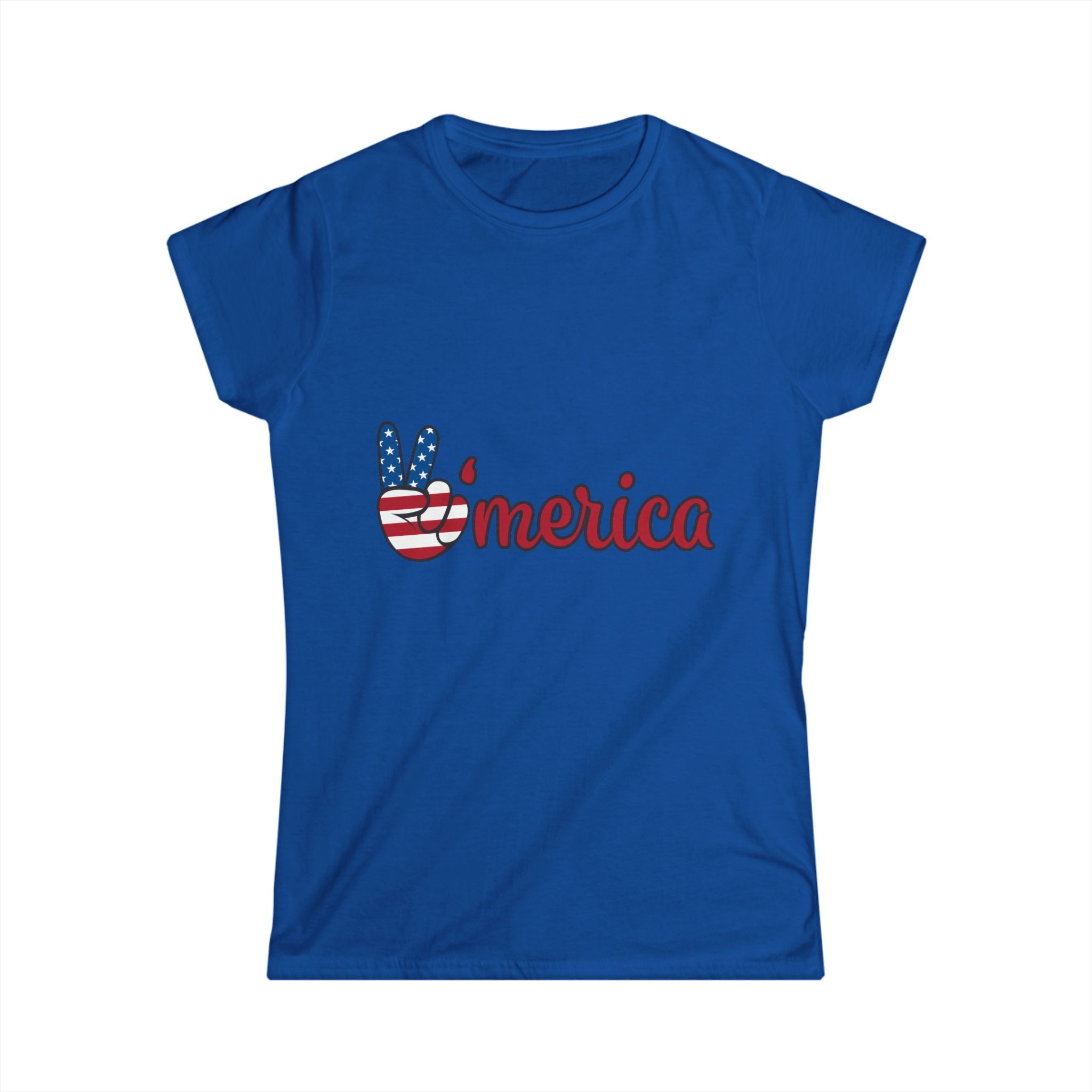 'Merica Peace Sign Women's Tee – American Flag Patriotic Fourth of July Shirt